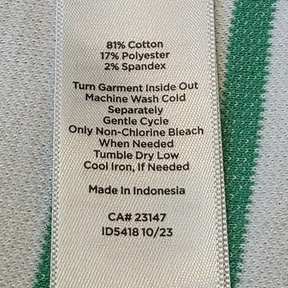 T by Talbots Green Volley Stripe Hooded Ribbed Pullover Hoodie Size XL - Picture 6 of 8